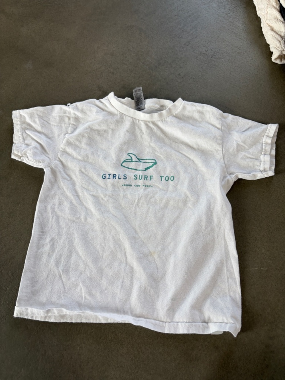 Gildan White Kids Tee with Teal Surf Graphic